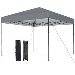Gymax - 10 X 10 FT Pop up Canopy Tent w/ Portable Carrying Bag 8 Stakes 4 Wind Ropes - Gray