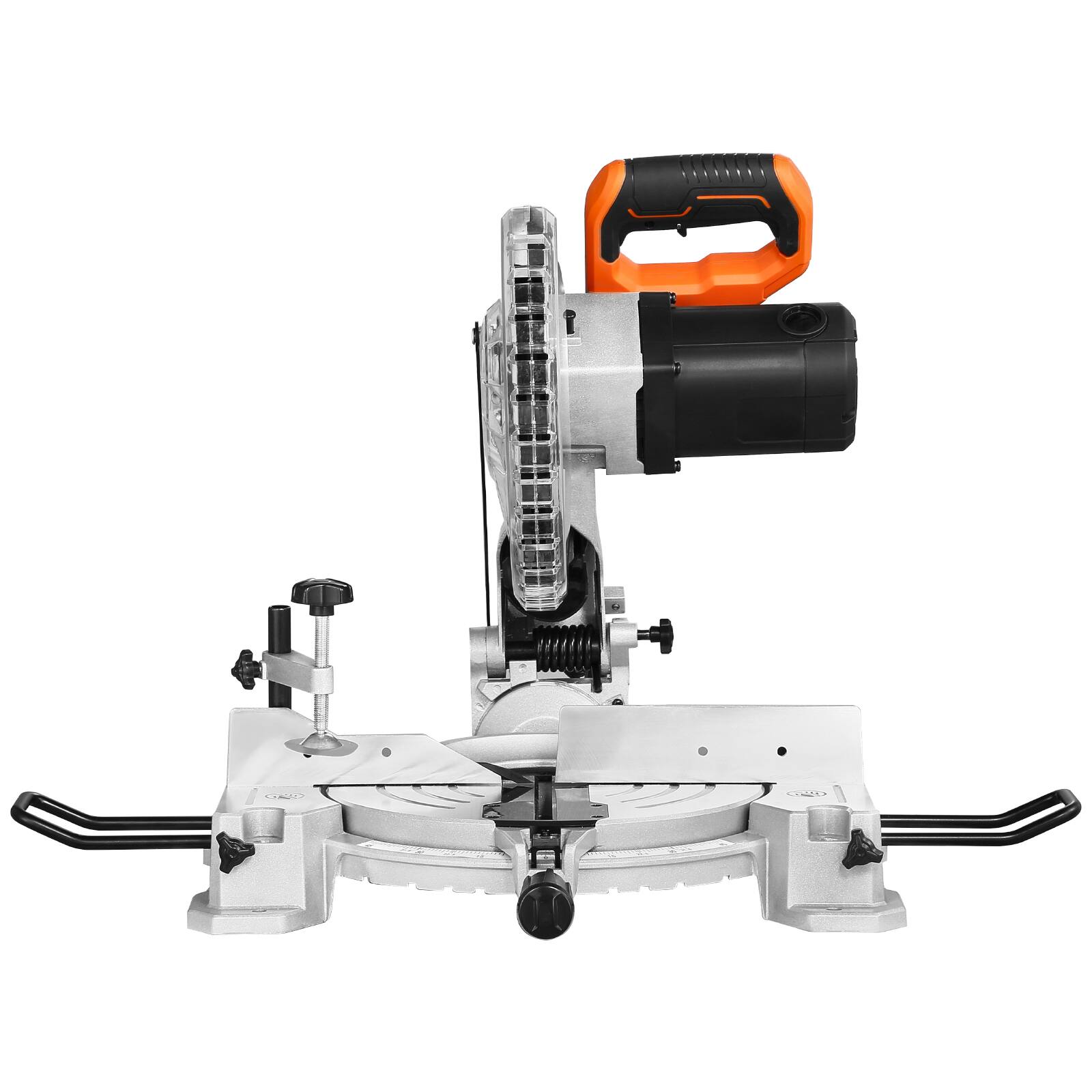 Alt View 5. VEVOR - Compound Miter Saw, 10-Inch Blade, 15 Amp Motor, 60-Tooth, Corded Single Bevel 0-45°, LED Precision Alignment - Silver.