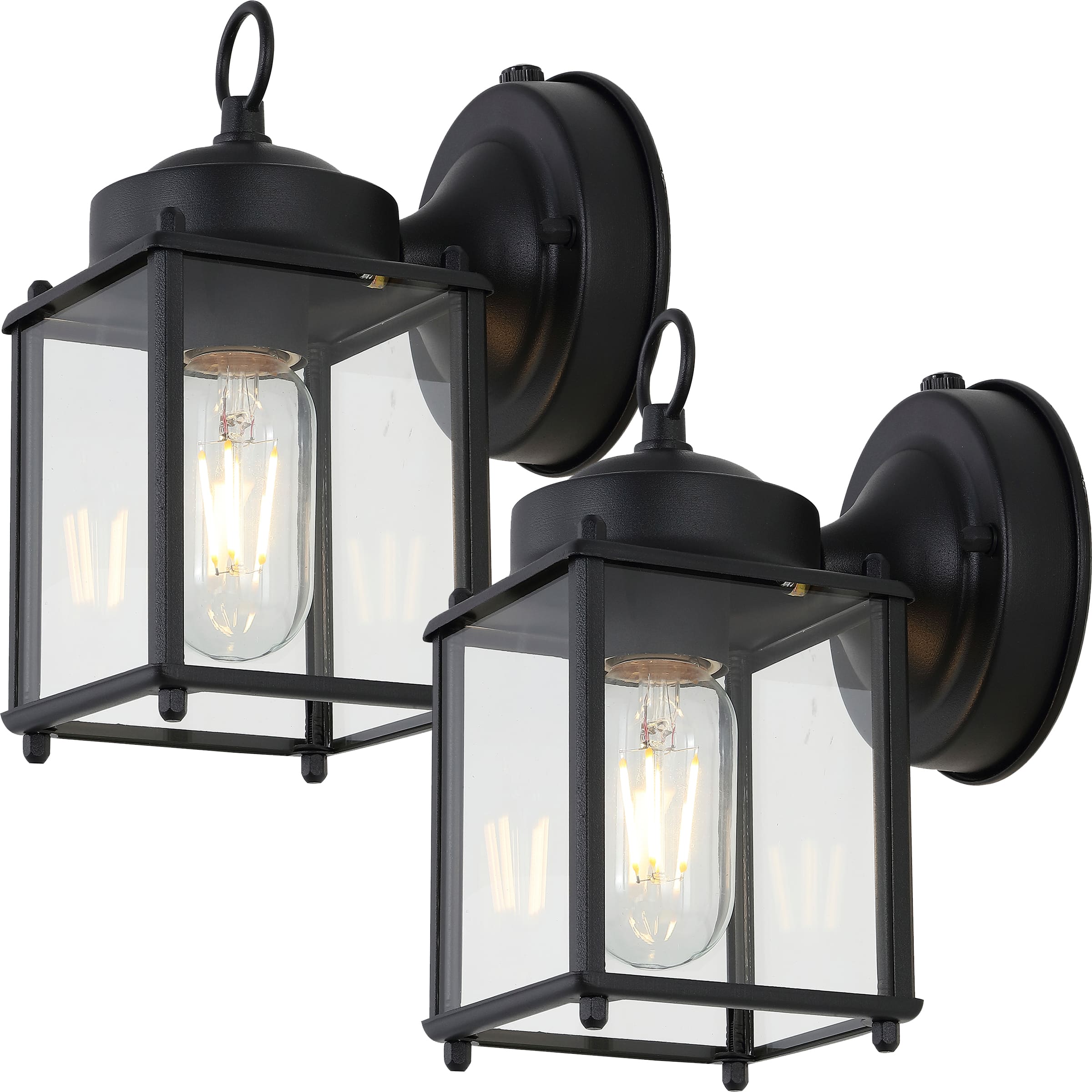 "Jonathan Y - Boston 4.25"" 1-Light Farmhouse Industrial Iron/Glass Outdoor LED Sconce, (Set of 2) - Black/Clear" price history on PriceWatchPro