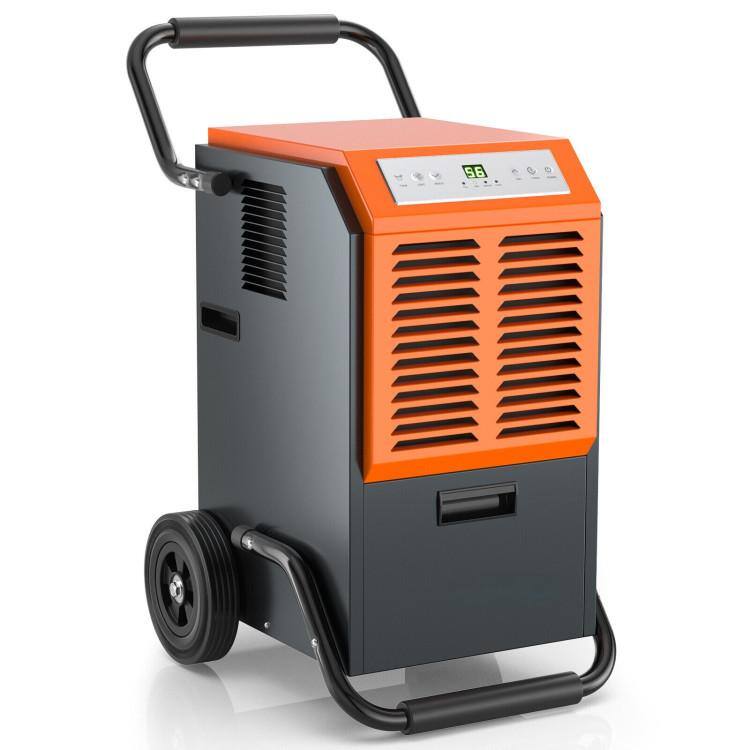 Front. Sugift - 163 Pints Commercial Dehumidifier with Drain Hose and 24H Timer - Orange.