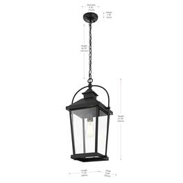 Elegant Lighting - Luz 21 inch Outdoor Pendant in Black - Black And Clear