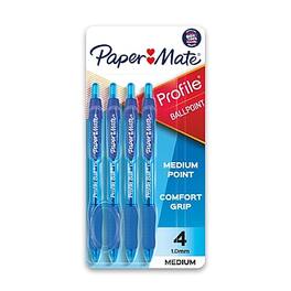 Paper Mate - Ballpoint Pen, Profile Retractable Pen, Medium Point, 4/Pack - Blue Ink
