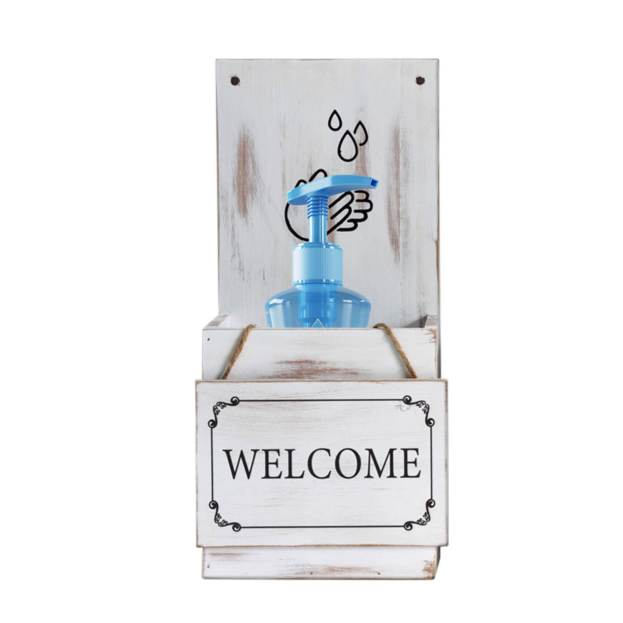 Front. TX USA Corporation - Welcome Sign with Hand Sanitizer Dispenser Container Set of 2 16-inch - Multicolor.