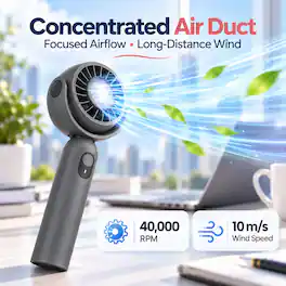 Anysun - Portable Handheld Fan – Foldable Turbo Mini Fan with Strong Wind, Ultra Quiet Personal Cooling for Travel & Outdoor - Black