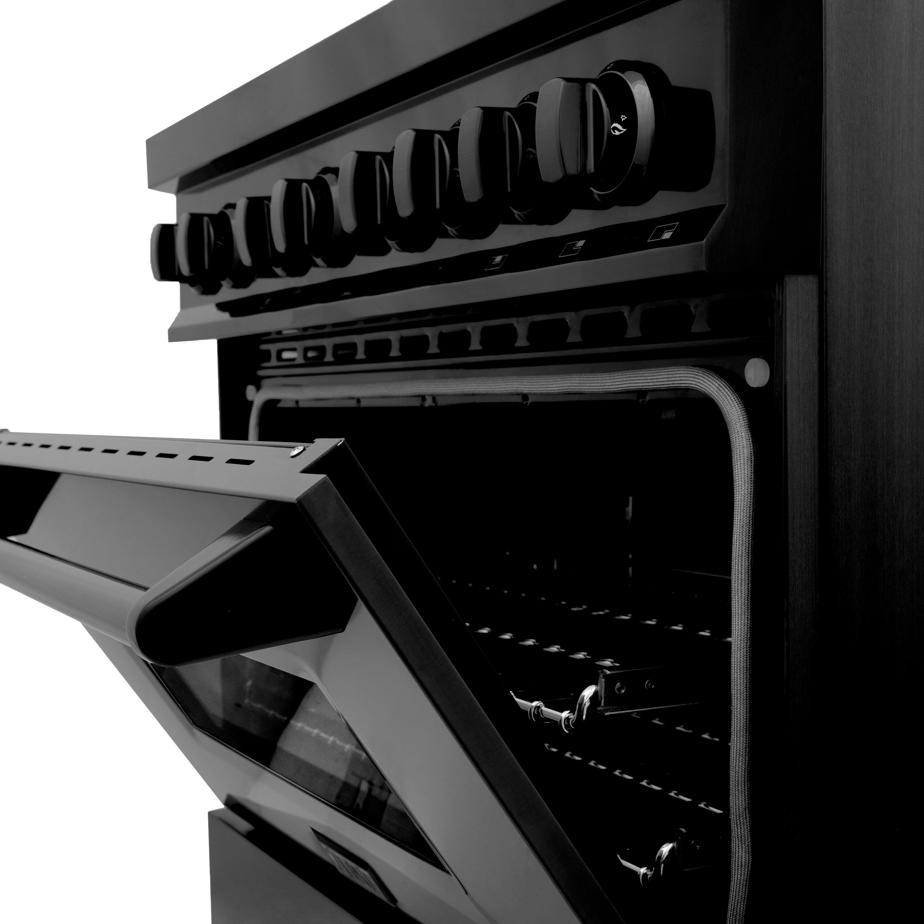 Alt View 14. ZLINE - 36 in. 4.6 cu. ft. Freestanding Legacy Dual Fuel Range with Gas Cooktop in Black Stainless Steel & 6 Brass Burners - Black Stainless Steel.