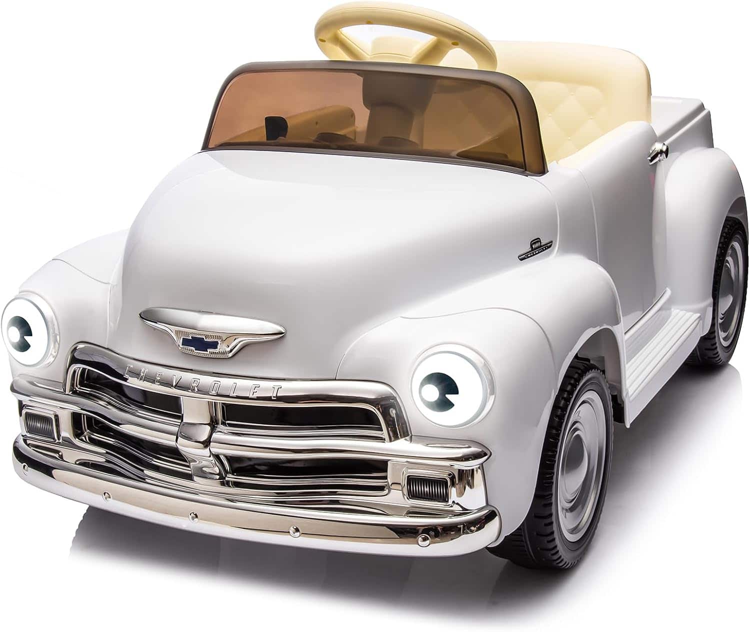 Homhougo - 12V Licensed Chevrolet 3100 Kids Ride On Truck, Remote Control, LED Lights, Music