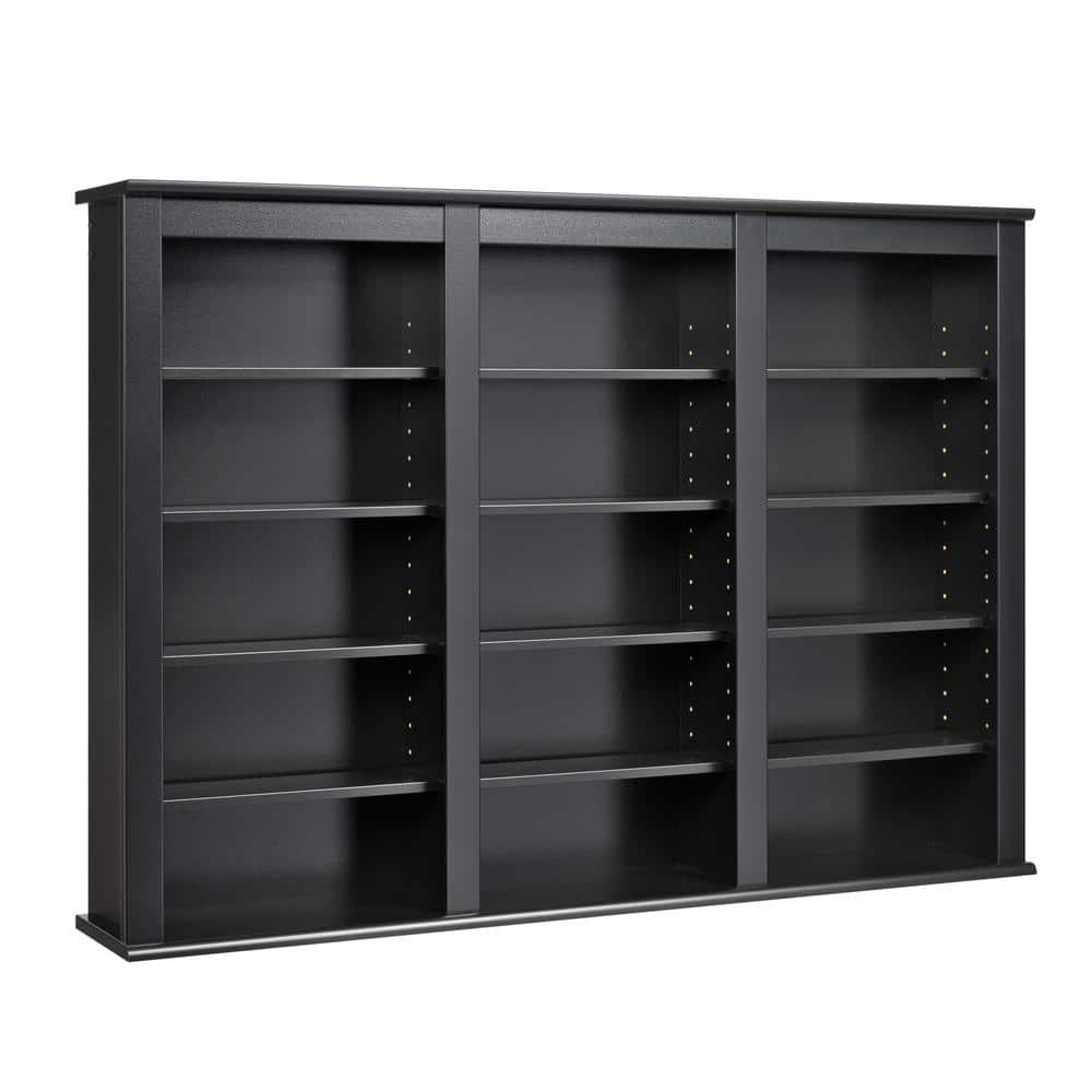 Front. Prepac - Black Triple Wall Mounted Storage - Black.