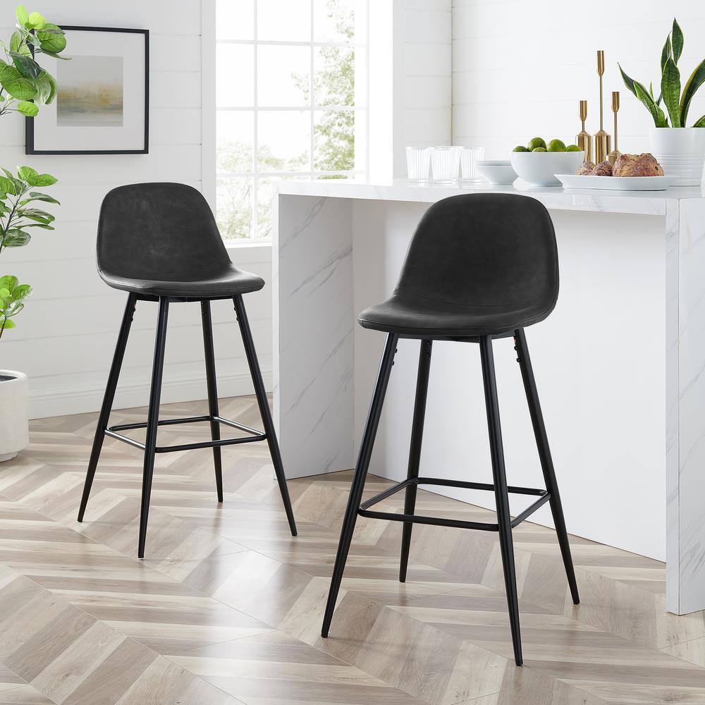 Alt View 8. Crosley Furniture - Weston 2-Piece Bar Stool Set - 2 Stools - Distressed Black.