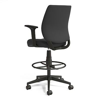 Alt View 3. Staples - Staples Essentials Fabric Drafting Chair with Backrest and Footrest, Black (UN59388) - Black.