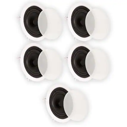 Front. Theater Solutions by Goldwood - TS65C in Ceiling 6.5" Speakers Surround Sound Home Theater 7 Piece Speaker Set - Paintable White.