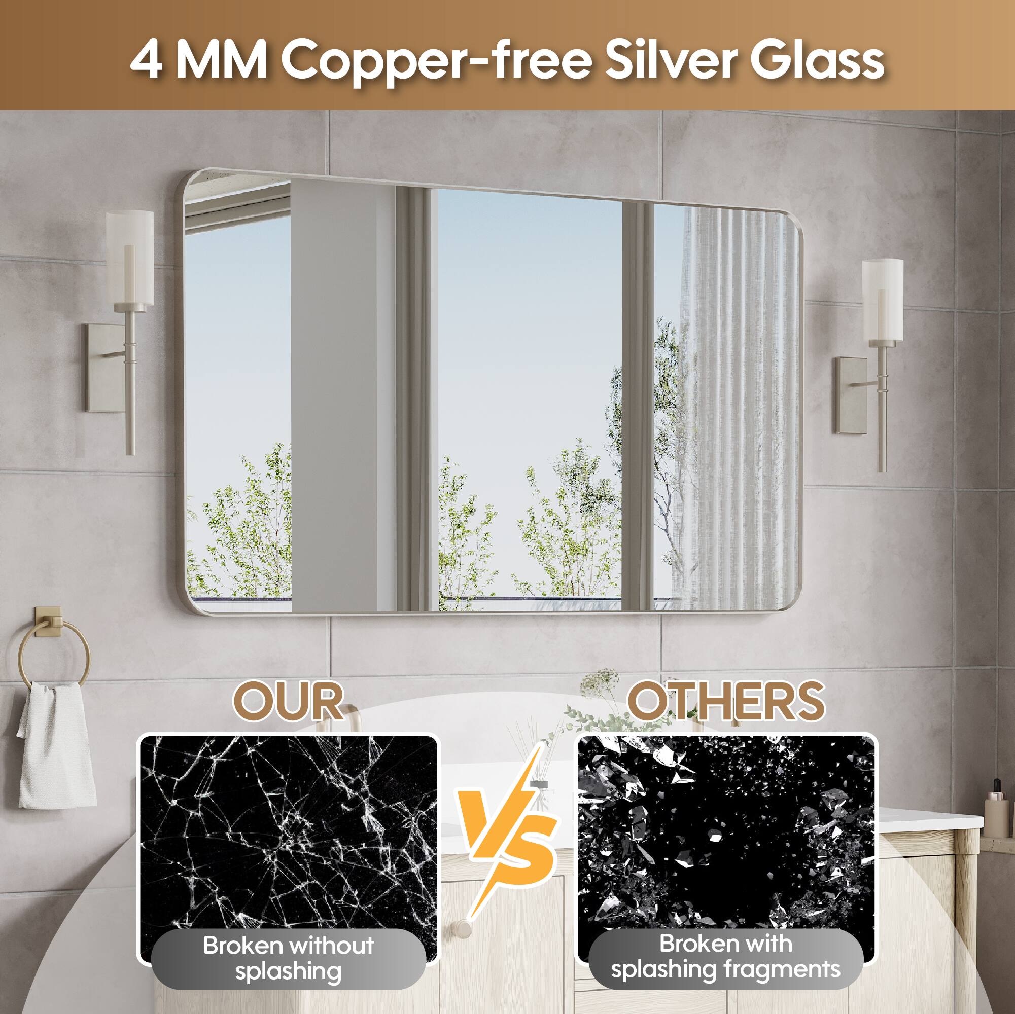 4 MM Copper-free Silver Glass

OUR
Broken without splashing

OTHERS
Broken with splashing fragments