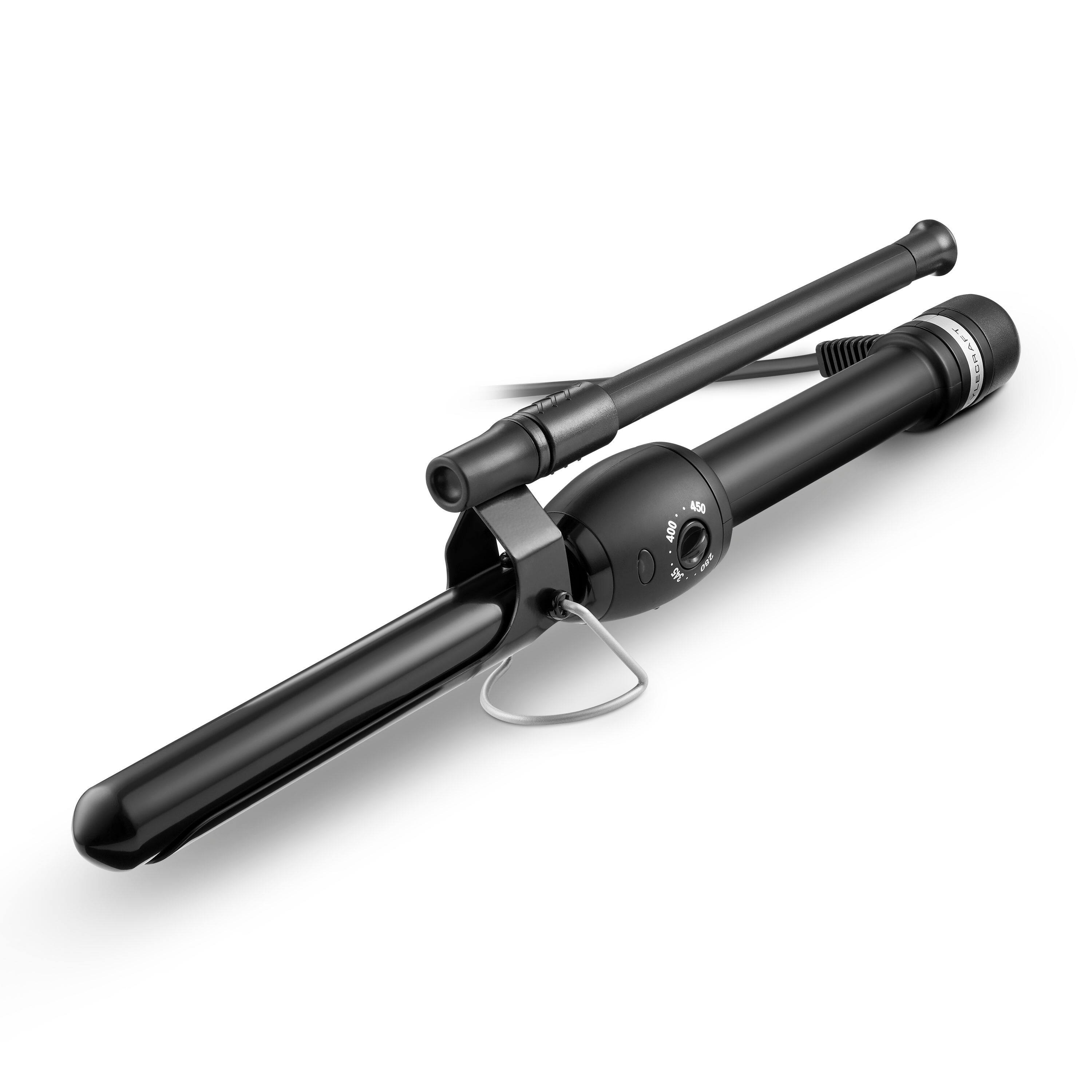 Left. StyleCraft - Stay-Temp Black Gold Marcel Curling Iron 3/4"-inch - Black.