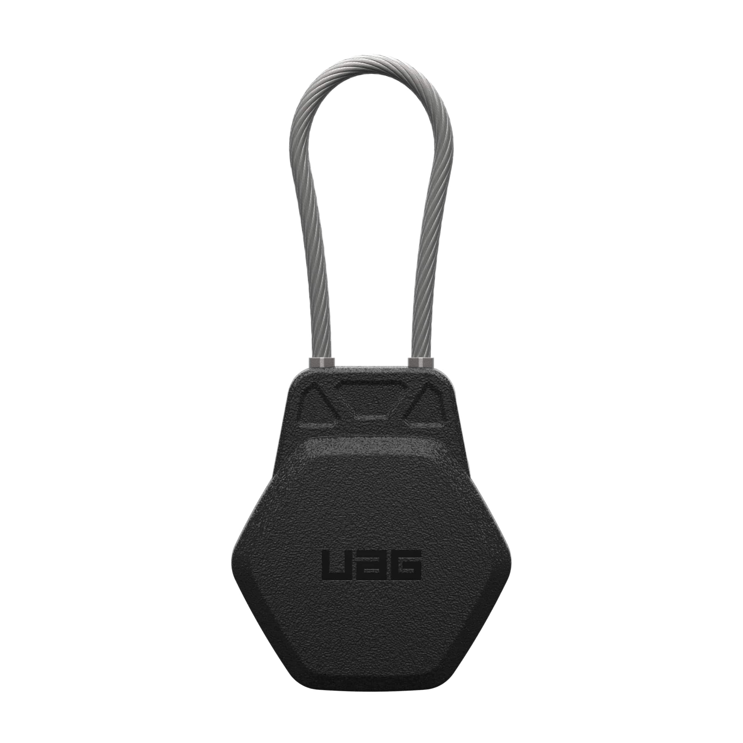 UAG - AirTag Case w/ Wire Cable for Keys, Luggague, & Bags - Hard Shell Lock AirTag Holder Protective Cover - Black
