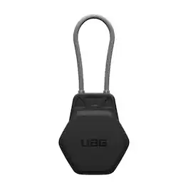 UAG - AirTag Case w/ Wire Cable for Keys, Luggague, & Bags - Hard Shell Lock AirTag Holder Protective Cover - Black