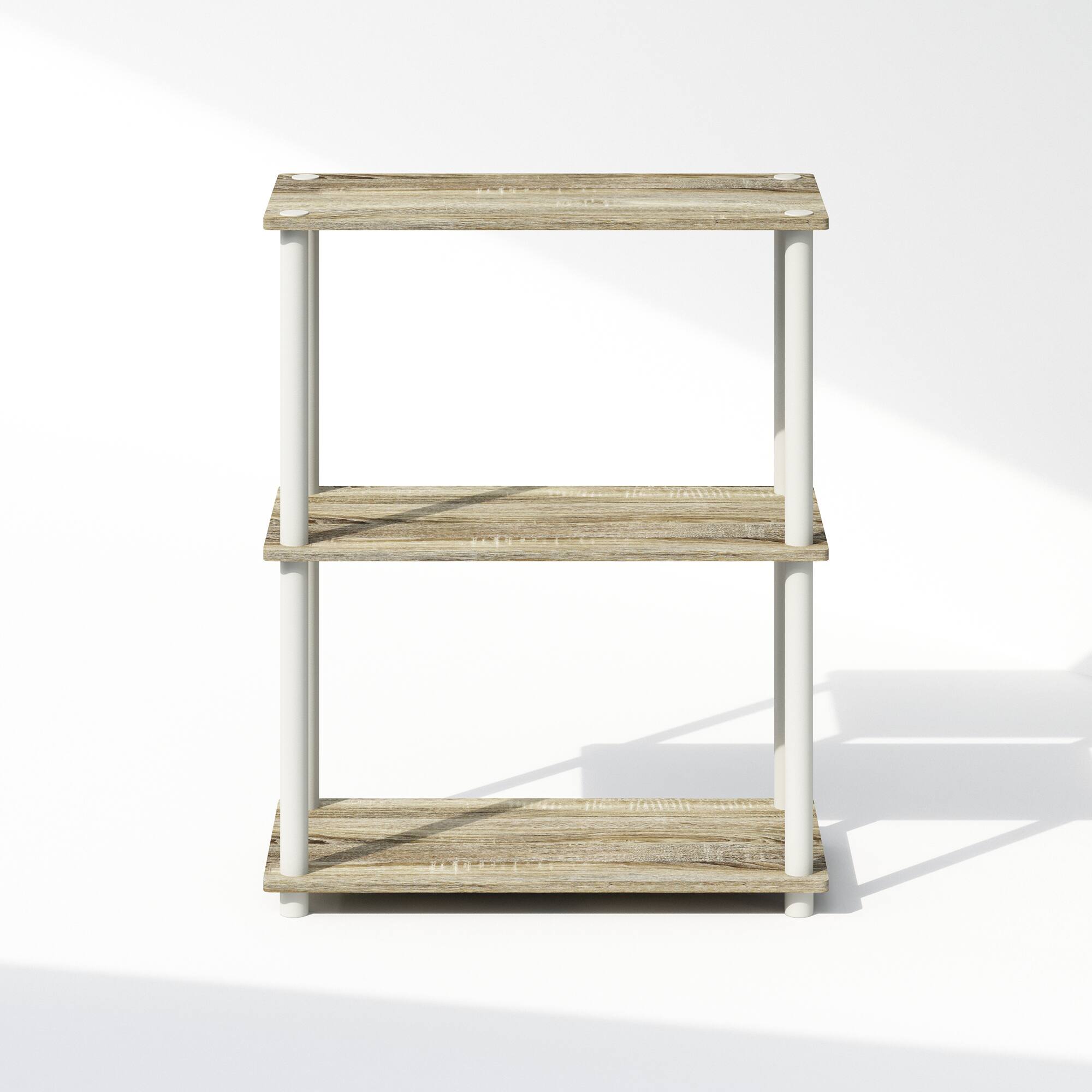 Alt View 1. Furinno - Turn-N-Tube 3-Tier Multipurpose Compact Display Rack, Shelving Unit, Bookcase - Sonoma Oak/White.