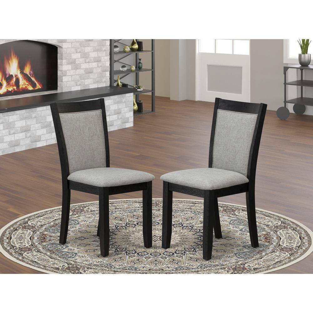 Alt View 4. East West Furniture - MZC6T06 Mid Century Dining Chairs - Shitake Linen Fabric Seat and High Chair Back - Wire Brushed Black Finish (SET OF 2) - Wire Brush Black.