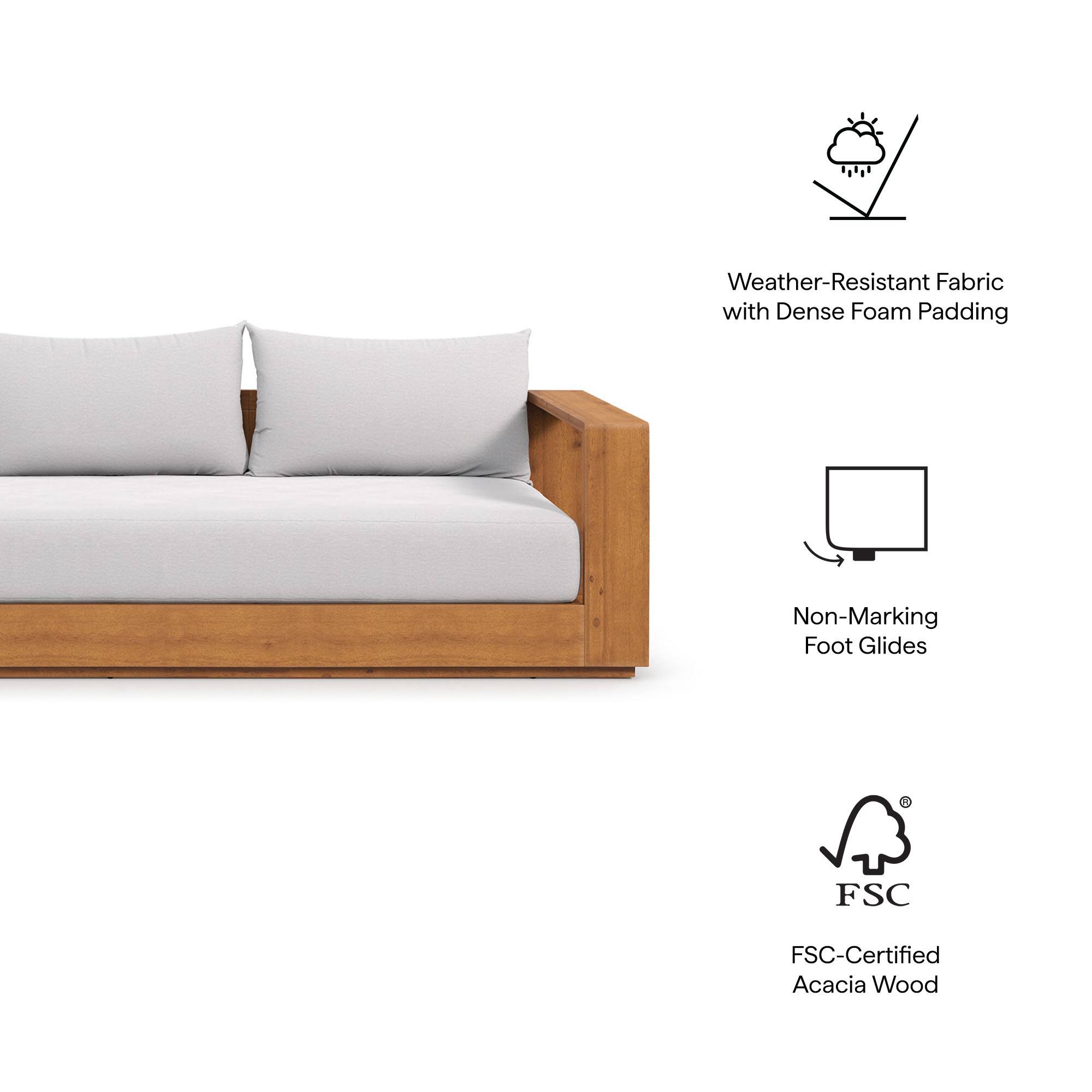 Weather-Resistant Fabric with Dense Foam Padding  
Non-Marking Foot Glides  
FSC-Certified Acacia Wood