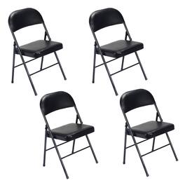 Winado - 4 Pack Folding Stackable Chairs Padded Seat -Office Home Event Wedding Party - Black