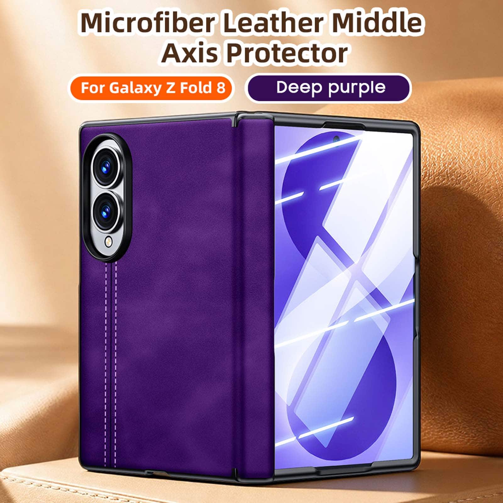 Dteck - Shockproof Phone Case for Samsung Galaxy Z Fold8 with Screen Protector, Slim Leather Texture Full Hinge Protection Cover - Purple price history on PriceWatchPro
