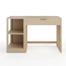 Martha Stewart - Kayden Modular Single-Drawer Desk and 2 Tier Shelf - Light Natural