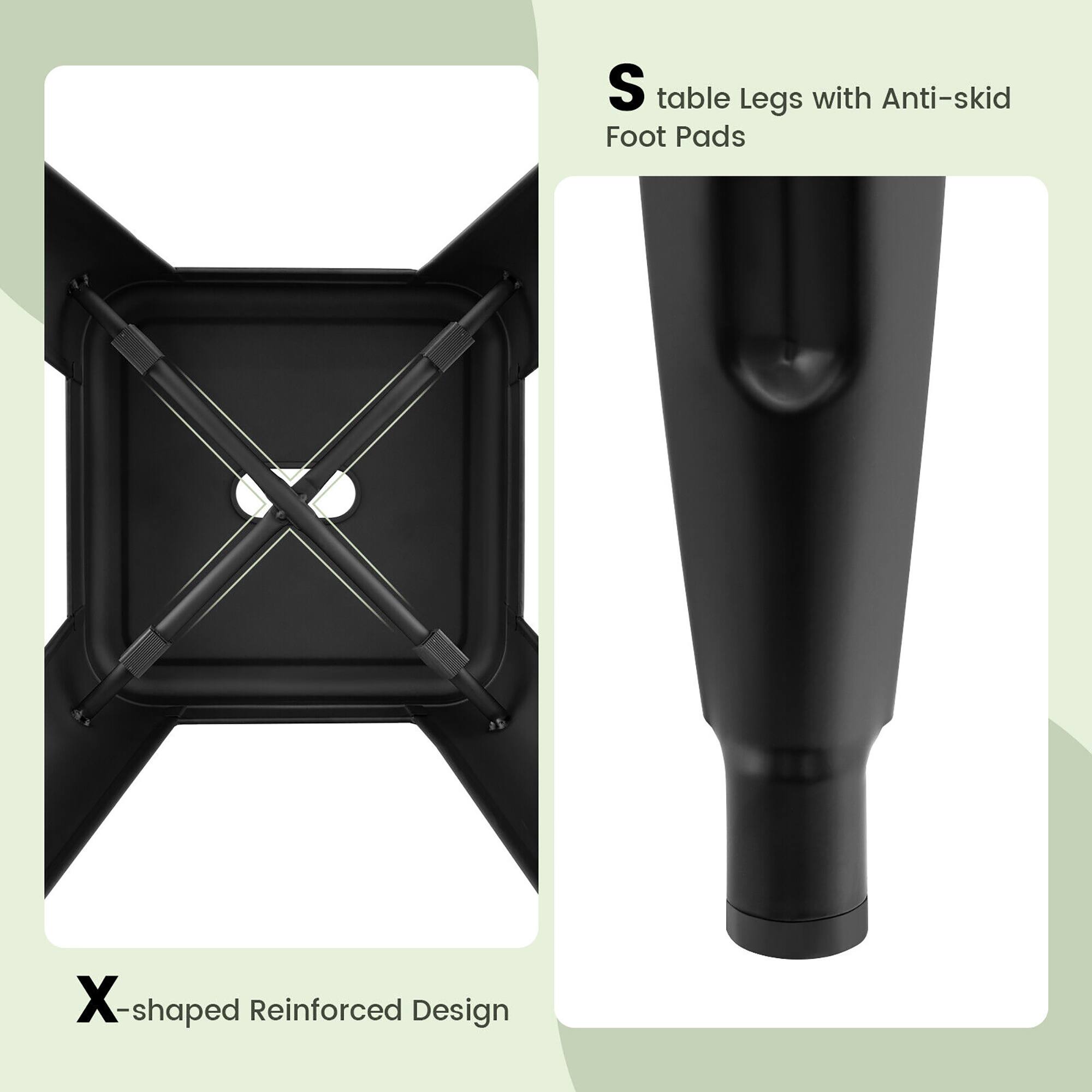 S table Legs with Anti-skid Foot Pads, X-shaped Reinforced Design