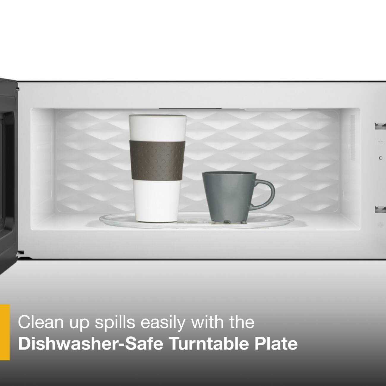 Clean up spills easily with the Dishwasher-Safe Turntable Plate