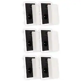 Theater Solutions by Goldwood - TS80W Flush Mount In Wall Speakers with 8" Woofers Home Theater 3 Pair Pack - Paintable White
