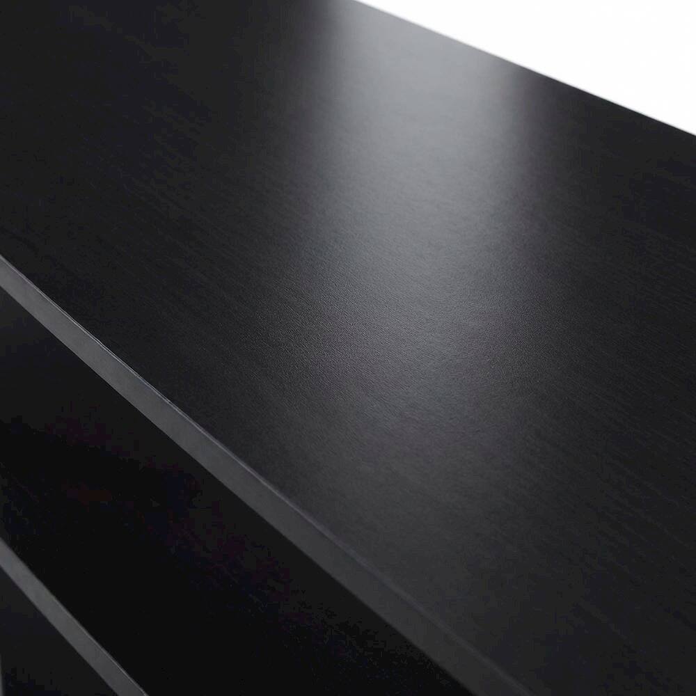 Alt View 4. FurniFact - Espresso 3-Tier TV Stand, Particle Board, Steel Poles, 65-Inch Displays - Black.