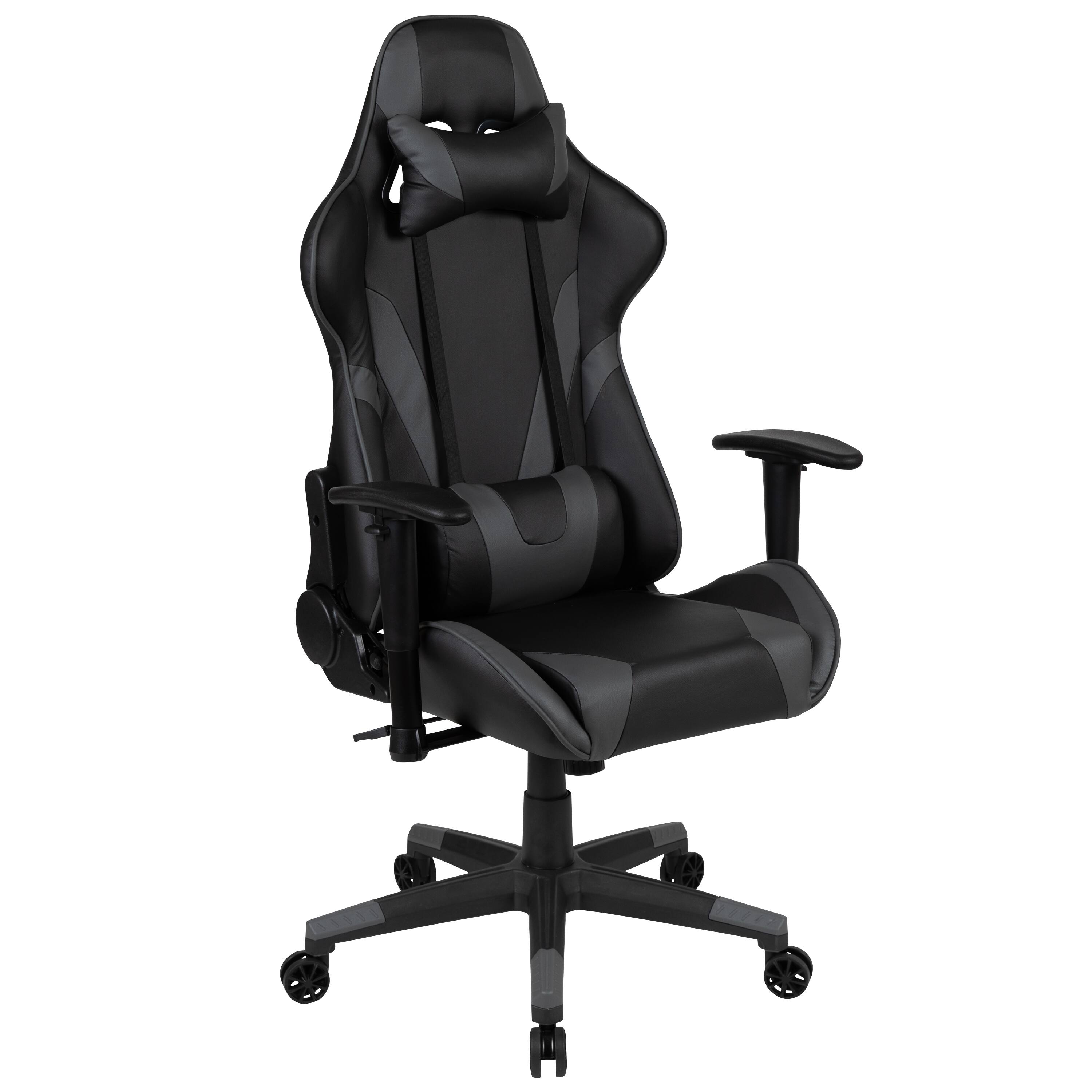 Alt View 10. Emma + Oliver - Gaming Bundle-Desk, Cup Holder/Headphone Hook & Reclining Chair - Gray.
