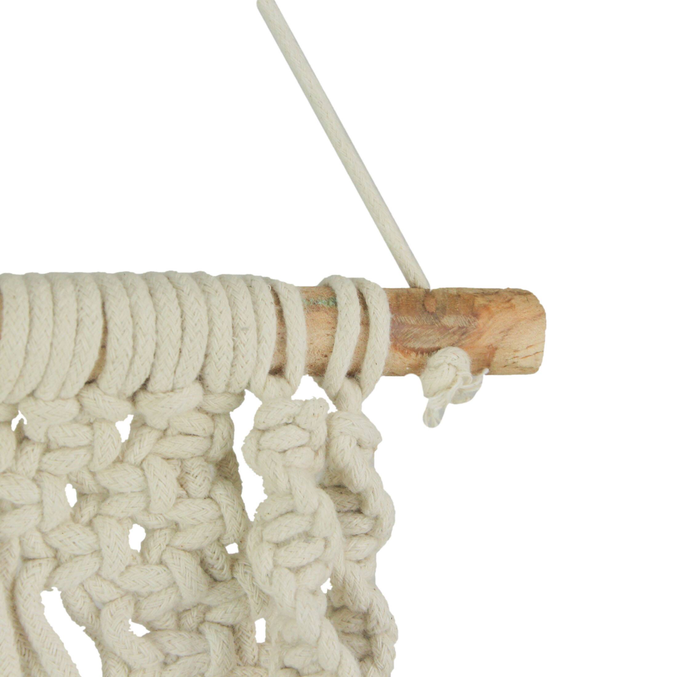 Alt View 1. Things2Die4 - Boho Style Hand Tied Macrame Wall Hanging With Wooden Shelf - Brown.