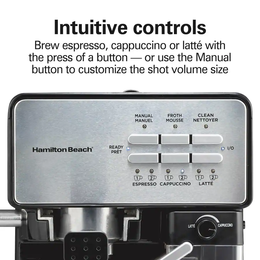 Turn Button Cutter Hamilton Beach Slide & Lock™ Espresso Maker with Automatic Milk ...