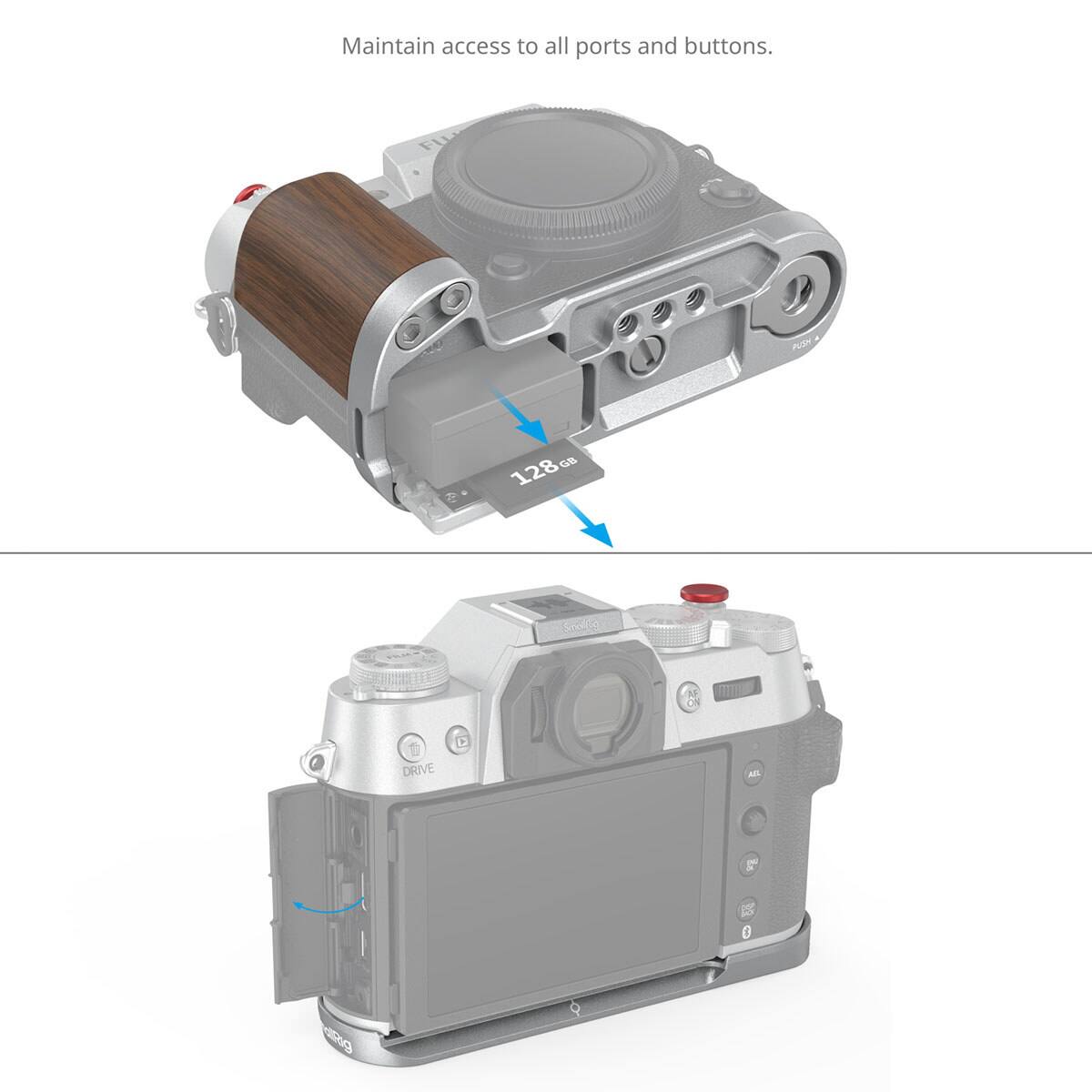 Maintain access to all ports and buttons.

FIL
PUSH
128GB
Smolling
DRIVE
AR