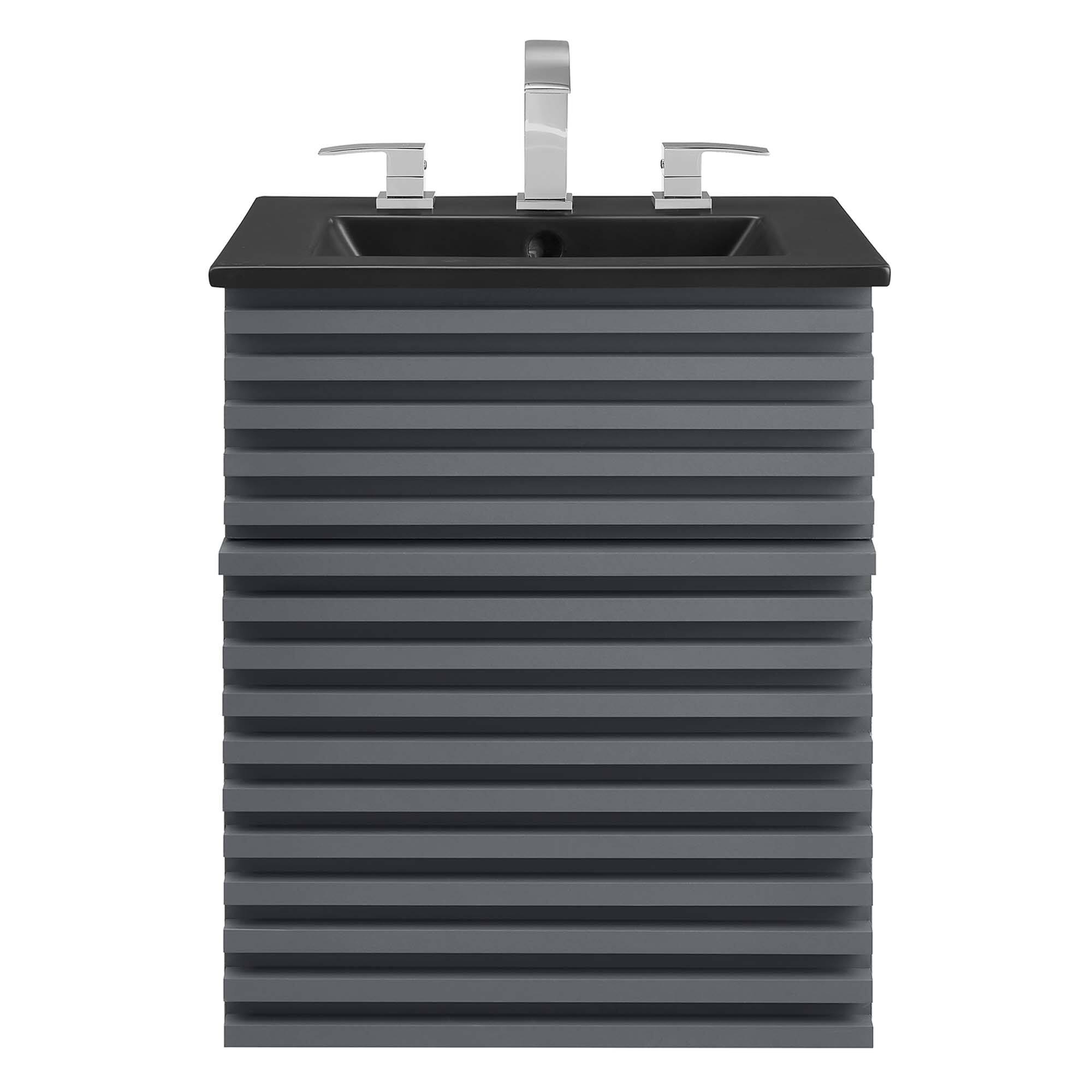 Alt View 2. Modway - Render Wall-Mount Bathroom Vanity with Black Basin Included - Gray Black.
