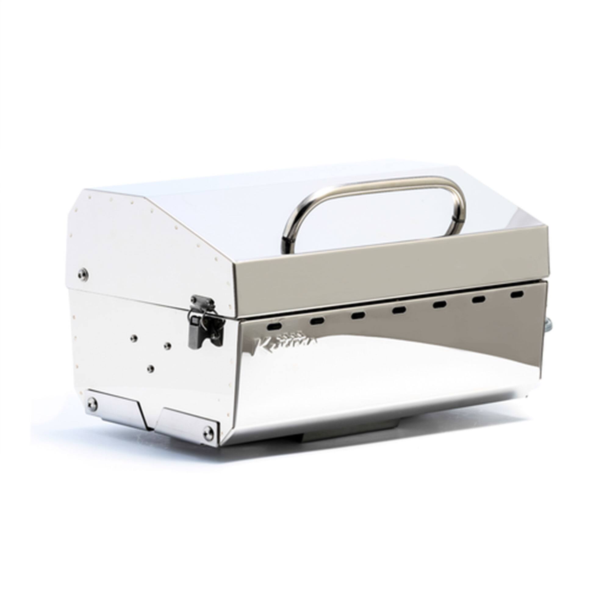 Front. Camco - Camco Kuuma Stow N Go 125 Stainless Steel Gas Grill with Mount Design, Silver - Silver.