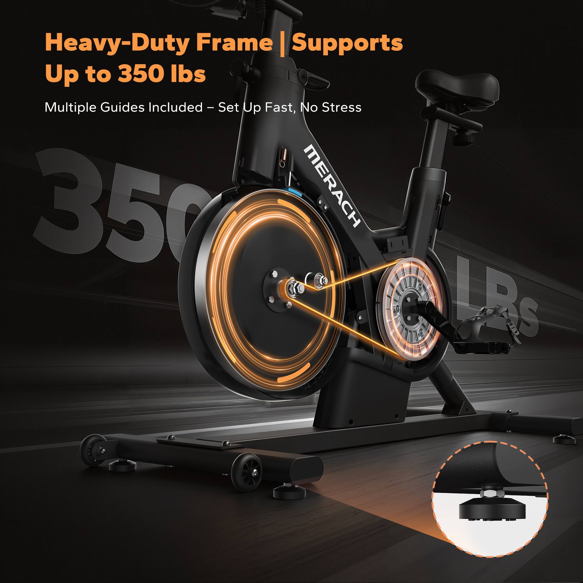 Heavy-Duty Frame | Supports  
Up to 350 lbs  

Multiple Guides Included – Set Up Fast, No Stress  

MERACH LRS