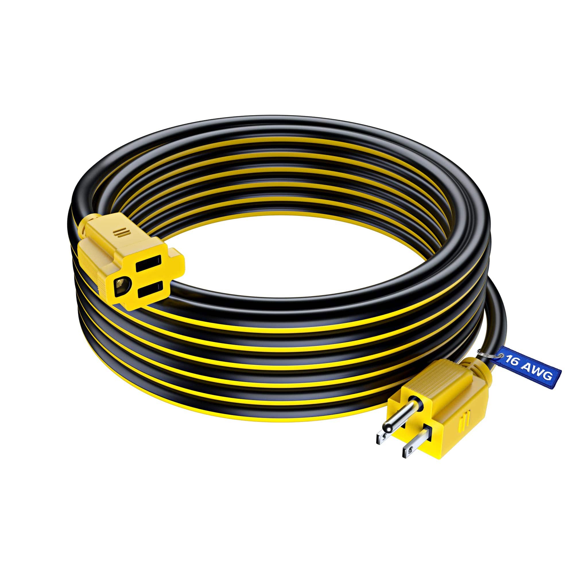 Maximm - Extension Cord 30 ft, Extension Cord,16 Gauge, Heavy Duty Extension Cord ETL Listed - Black and Yellow