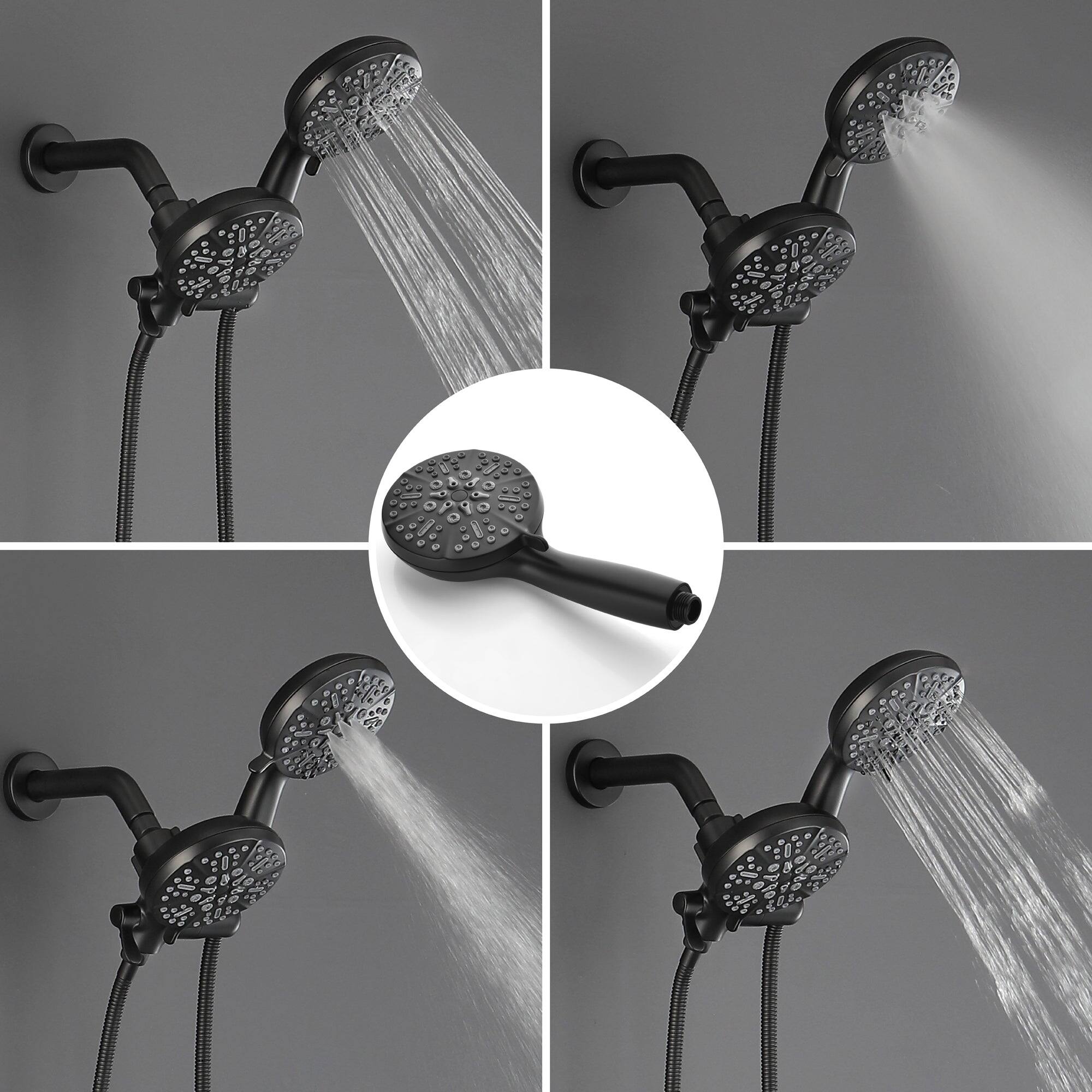 Alt View 9. Boyel Living - 5-Spray Patterns with 2.5 GPM 4.72 in. Wall Mount Dual Shower Heads in Matte Black (Valve and Handle Trim Not Included) - Matte Black.