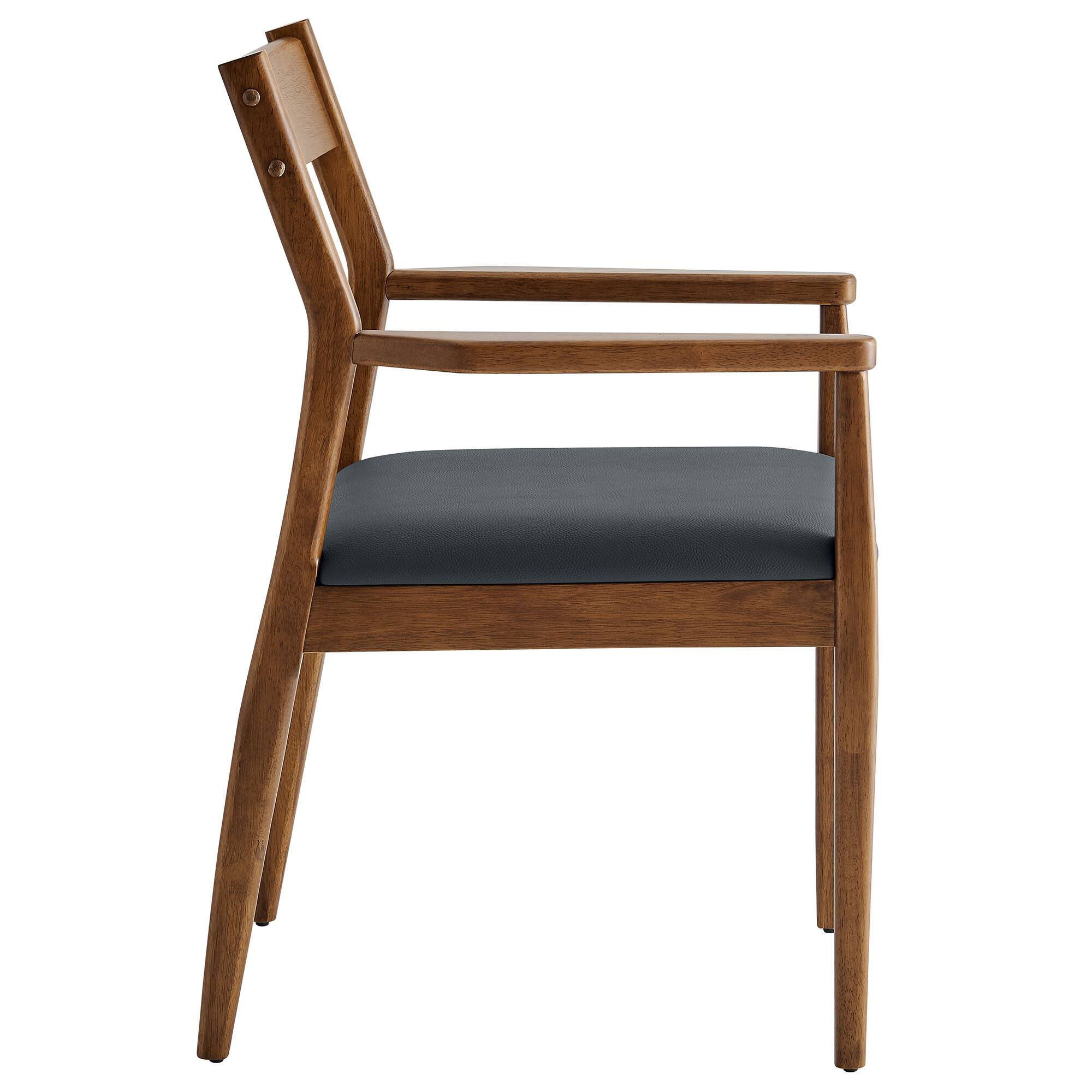 Alt View 3. Modway - Solara Dining Armchairs Set of 2 - Walnut Black.
