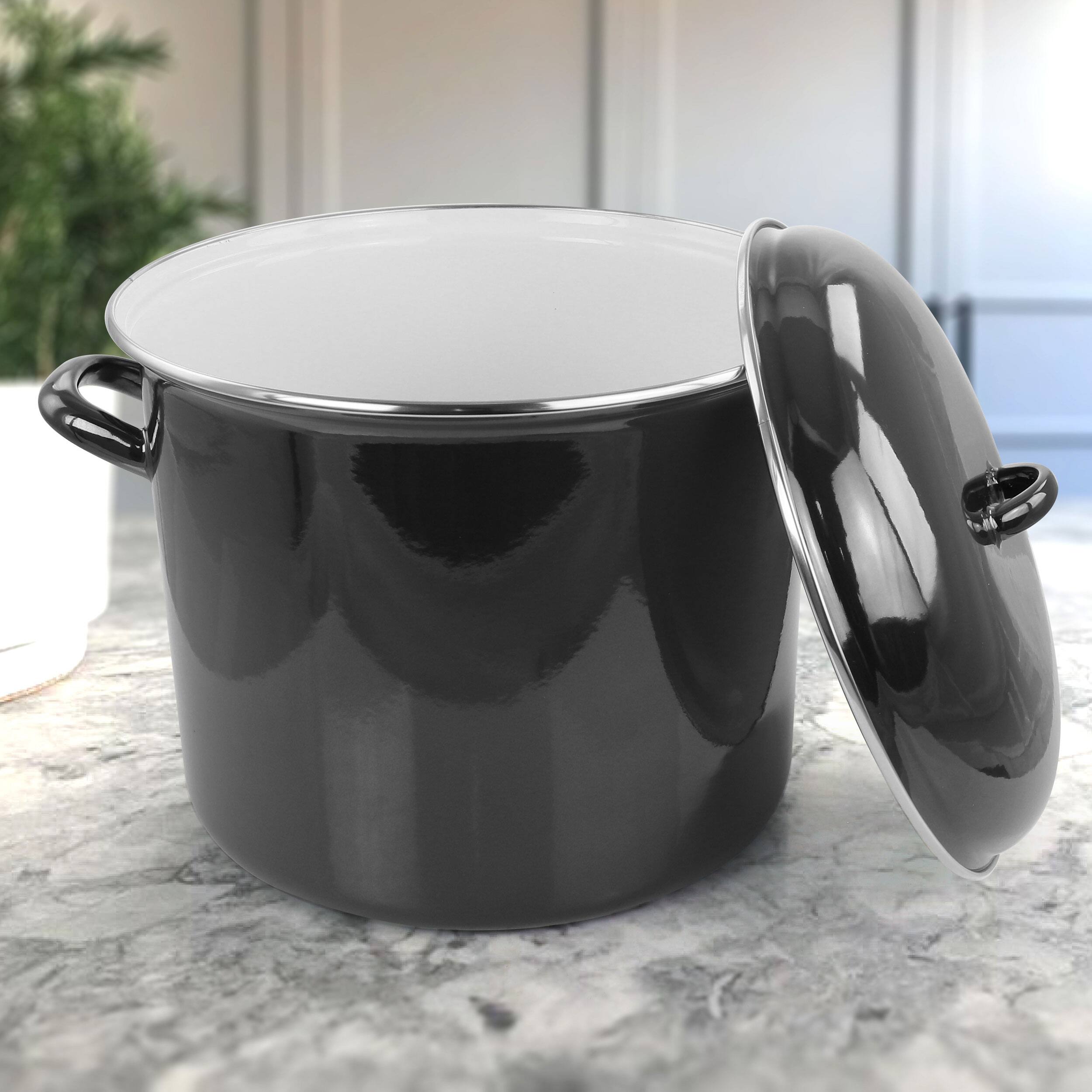 Alt View 5. Gibson - Gibson Home 12 Quart Enamel on Steel Stock Pot with Lid - Black.