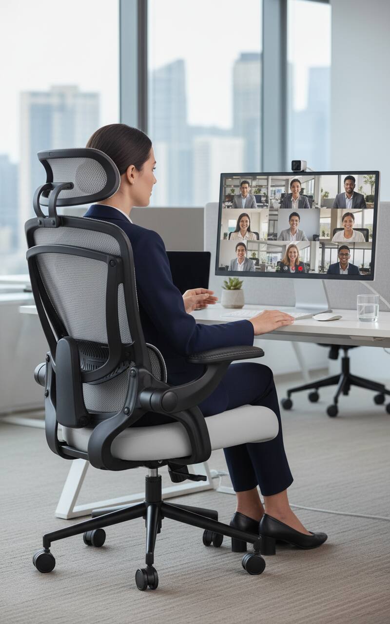 Alt View 2. AOITUN - Heavy Duty Ergonomic Office Chair for Daily Comfort, 650 lb Support, Adjustable Seat with Headrest and Lumbar Support - Gray.