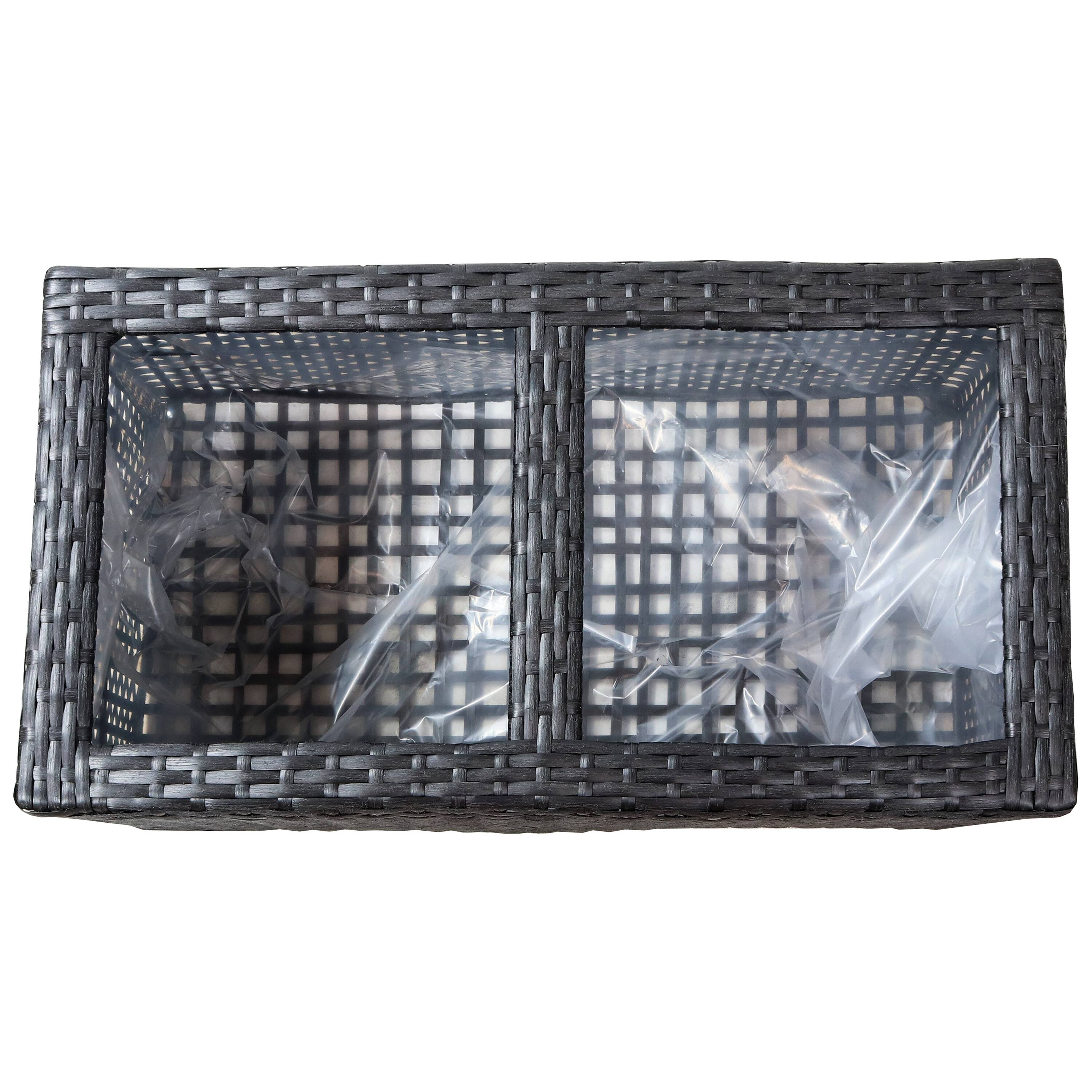 Alt View 7. Sunnydaze - Polyrattan Indoor Rectangle Planter - Set of 2 - Black.