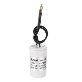 Unique Bargains - 6uF CBB60 Running Capacitor, AC 250V Cylinder 2 Wire for Air Conditioner, Compressor, Washing Machine - White