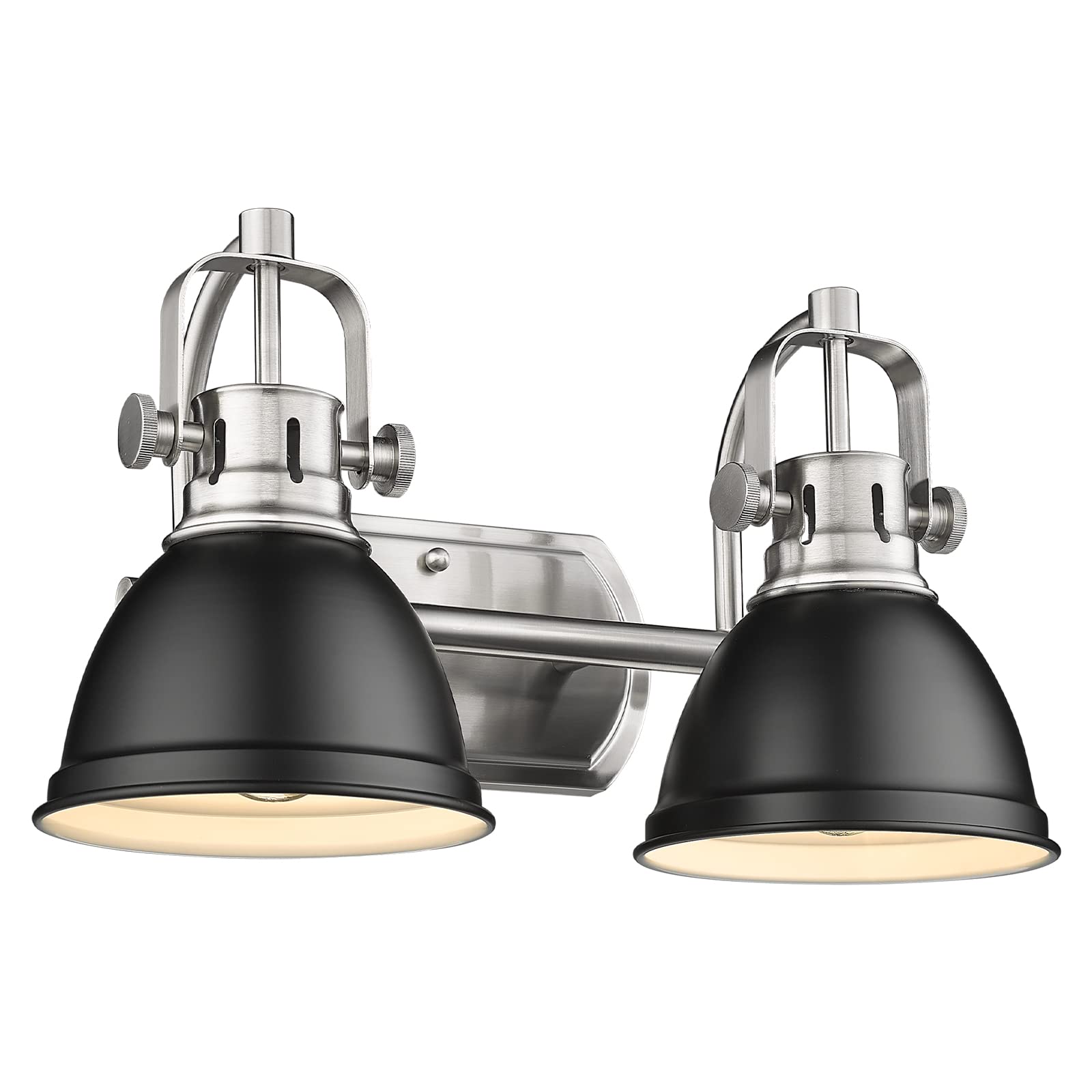Front. TECH SAFARI - Modern Vanity Light Industrial Bathroom Wall Fixtures And Brushed Nickel Finish With Metal Shade w Bn bk - Black.
