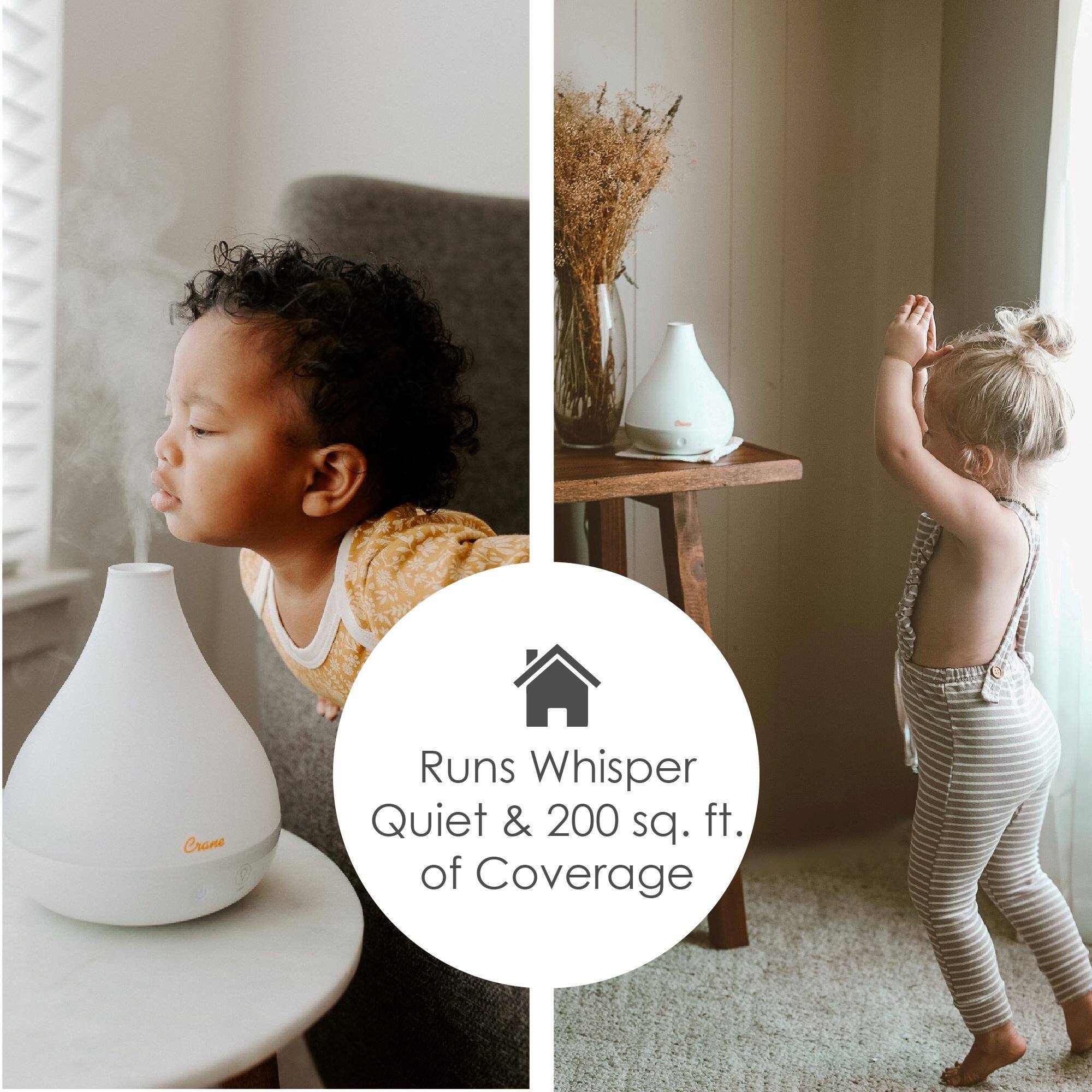 Top. CRANE - 0.35 Gal. 2-in-1 Ultrasonic Cool Mist Humidifer & Aroma Diffuser - White.