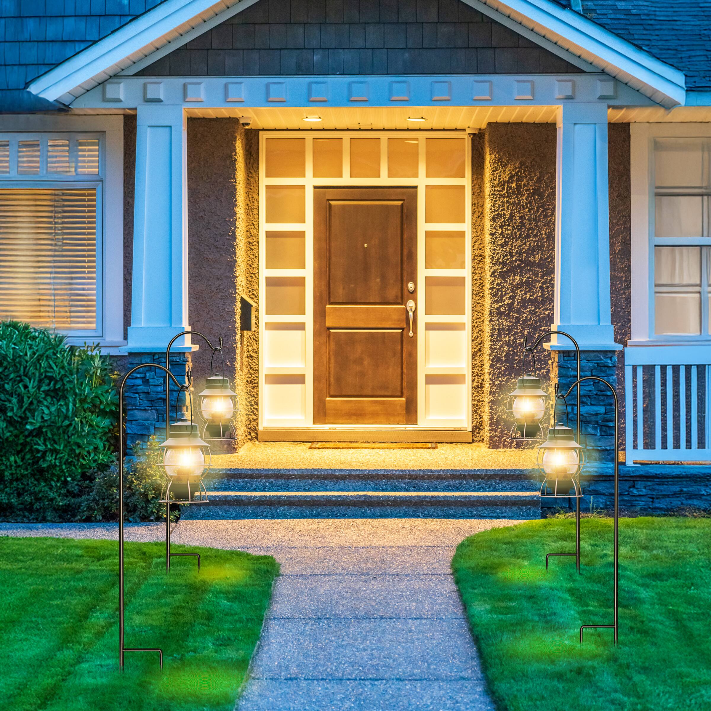 Alt View 3. Sorbus - Sorbus Shepherds Hooks for Outdoor - Set of 6 Extendable Garden Planter Stakes for Bird Feeders, Outdoor Décor - Black.