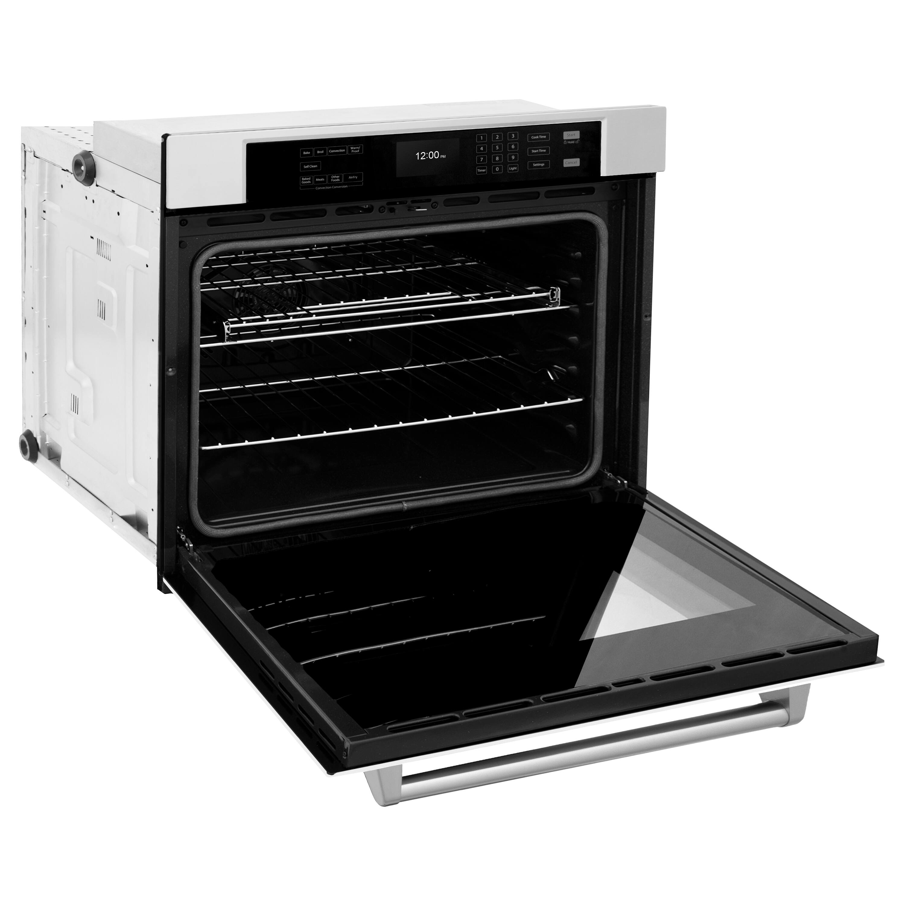 Alt View 1. ZLINE - 30 in. True Convection Wall Oven w/ Air Fry and Self Clean w/ White Matte Door - Stainless Steel.