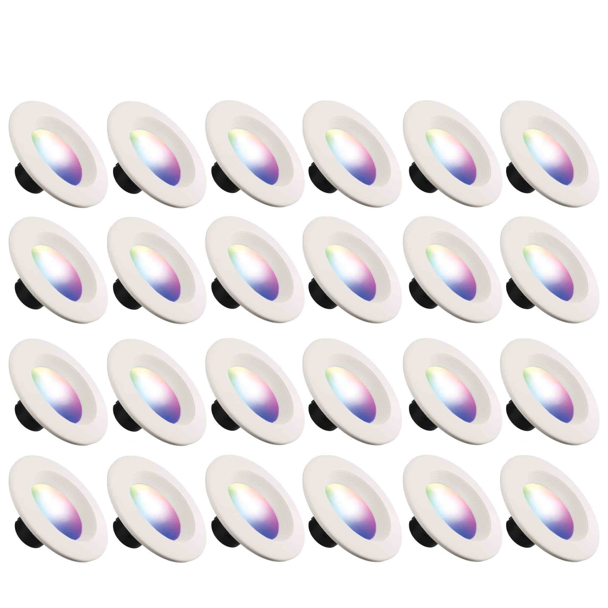 Energizer - 24-Pack Smart Wi-Fi Multi-Color LED Light Recessed Downlight, 6 inch 85W BR30 E26, 1100 Lumens - Multicolor
