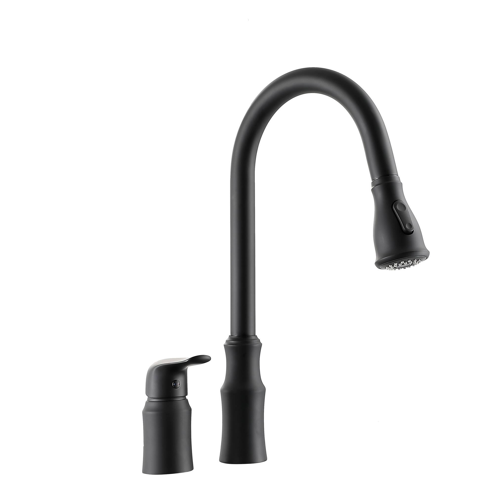 Back. Siljoy - Kitchen Sink Faucet with Separate Handle, Matte Black - Matte Black.