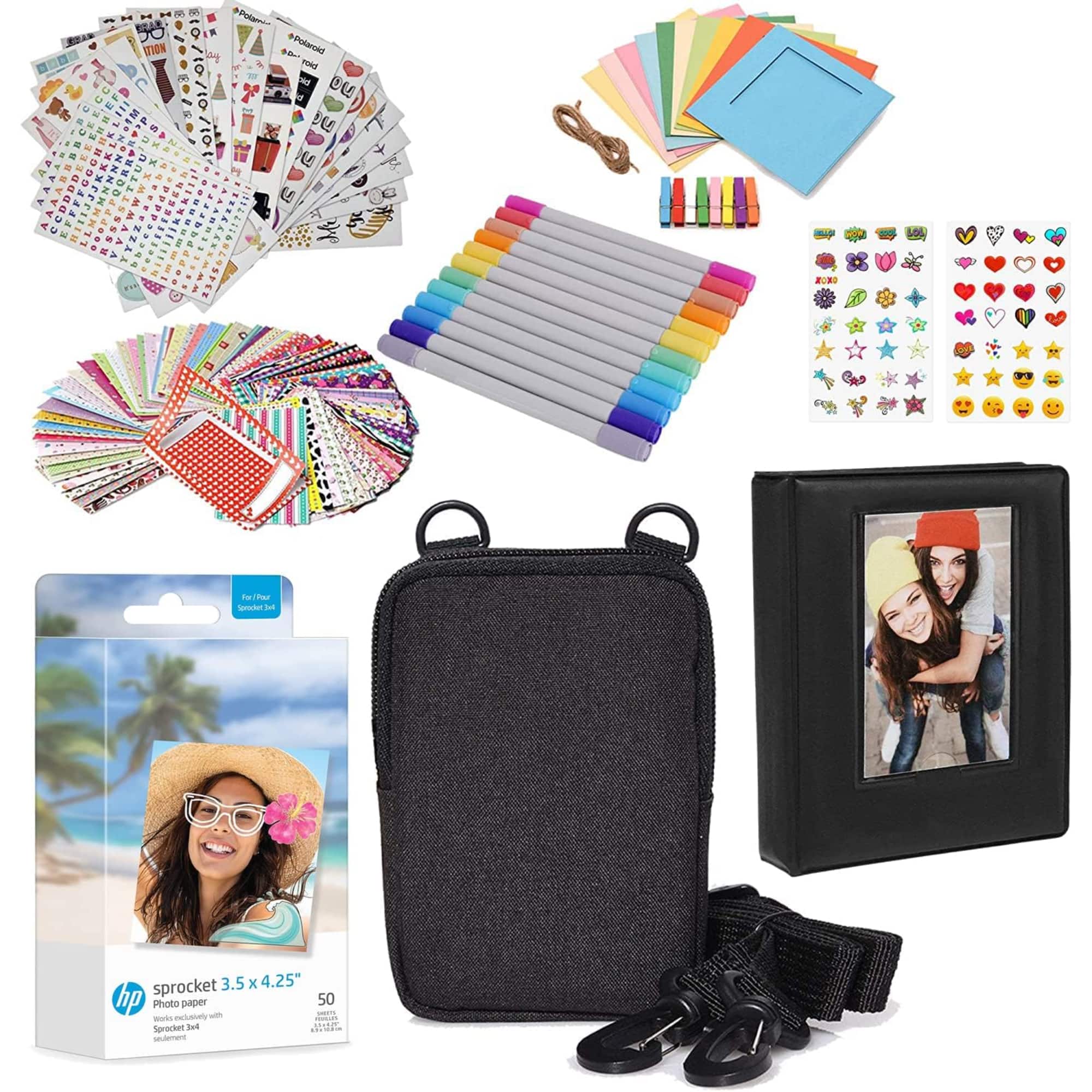 HP - Sprocket 3.5 x 4.25” Zink Photo Paper Kit - 50 Pack Zink Paper, Case, Album, Markers & Stickers