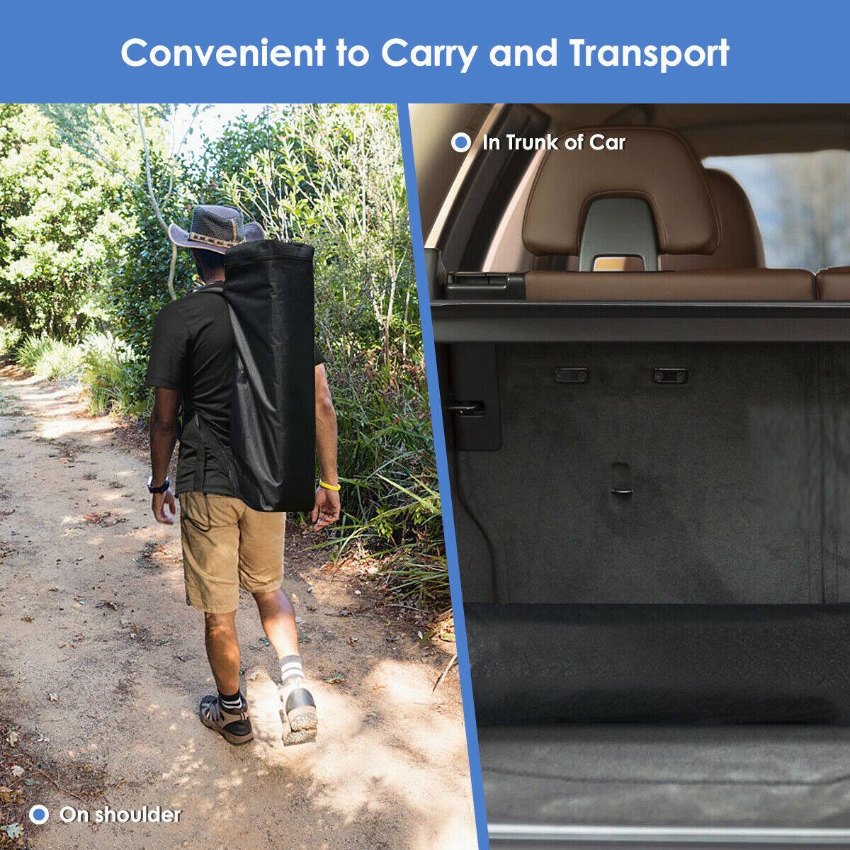 Convenient to Carry and Transport

- On shoulder
- In trunk of car